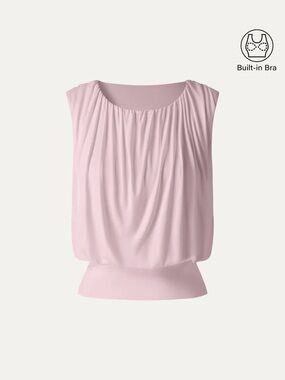 OGL Round Neck Gathered Sleeveless Bra Top Pink NWT Small MSRP $63